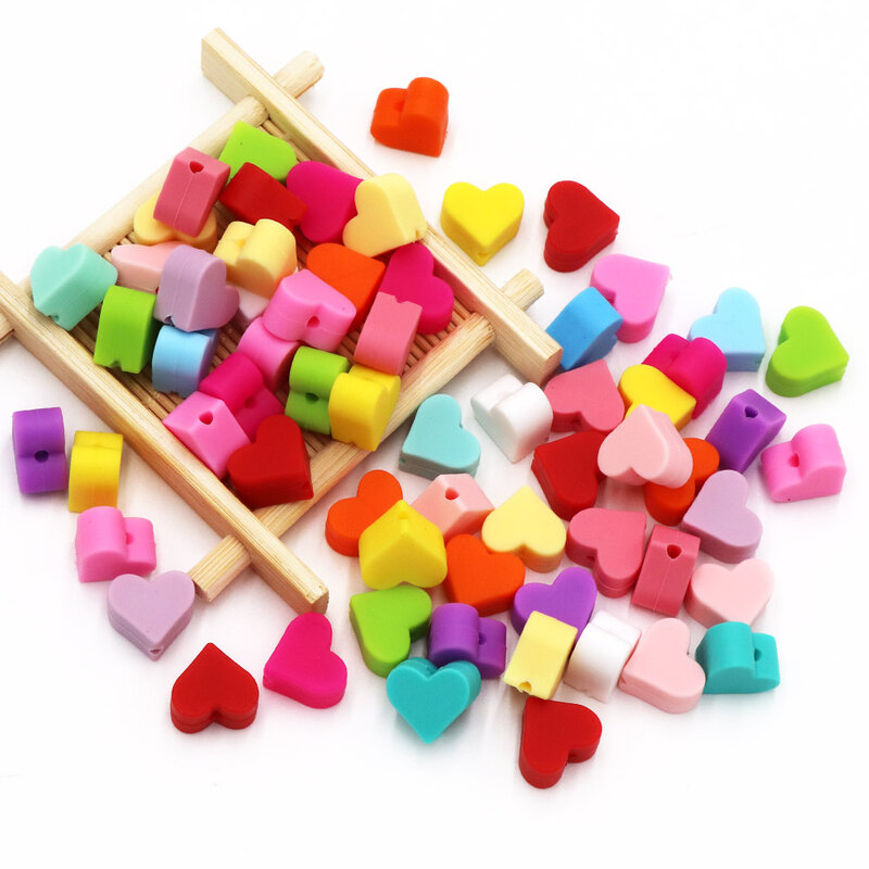 BOBO.BOX 10pc Love Heart perline in Silicone accessori per dentizione Food Grade Silicone massaggiagengive BPA giocattoli ecologici gratuiti per massaggiagengive