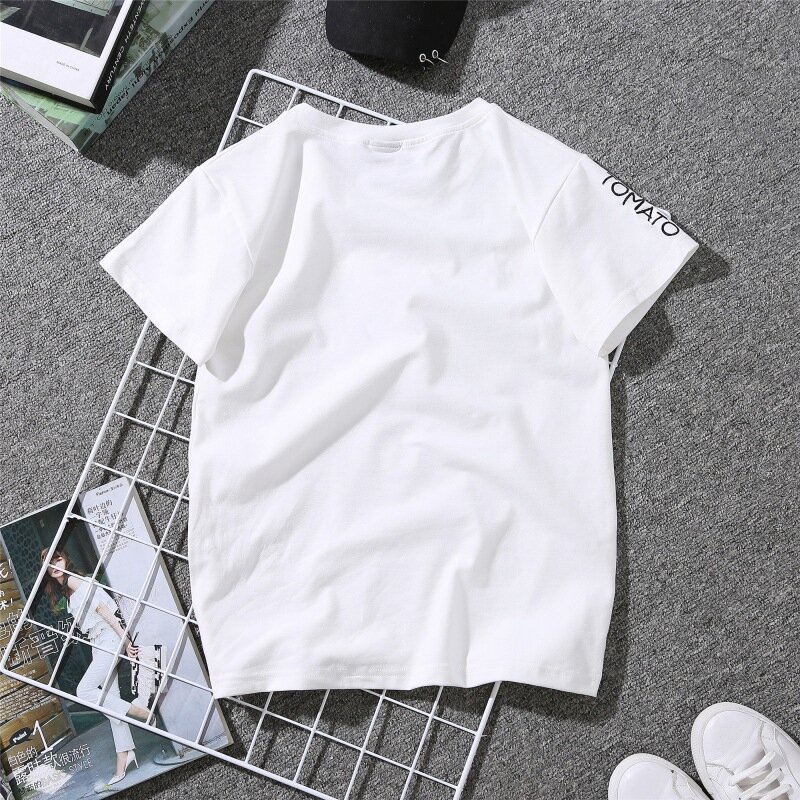 Camiseta de amantes de parejas de verano 2020 para mujeres camisetas blancas casuales camiseta de mujer camiseta de amor corazón bordado camiseta femenina