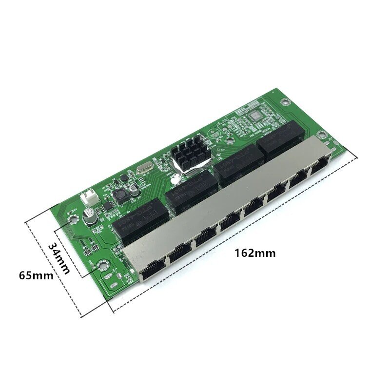 OEM PBC 8 porte Gigabit Ethernet Switch 8 porte con 8 pin way header 10/100/1000 m hub 8 vie power pin Pcb board OEM schroef gat