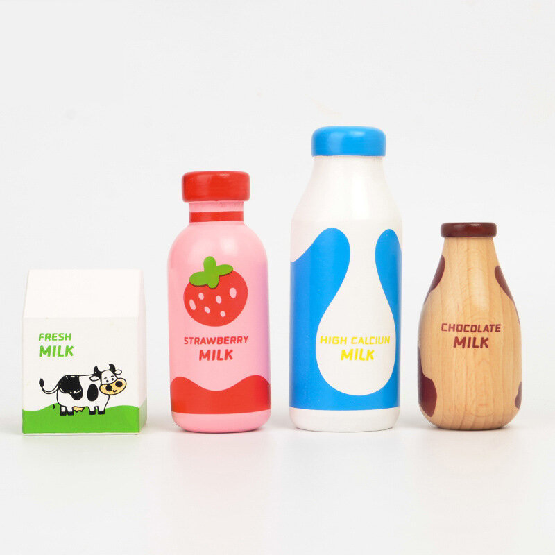 Trẻ Em Giả Vờ Chơi Bằng Gỗ Sữa Uống Bộ Thực Phẩm Nhà Bếp Đồ Chơi Học Cụ Montessori Giáo Dục Trẻ Em Mô Phỏng Giả Trò Chơi