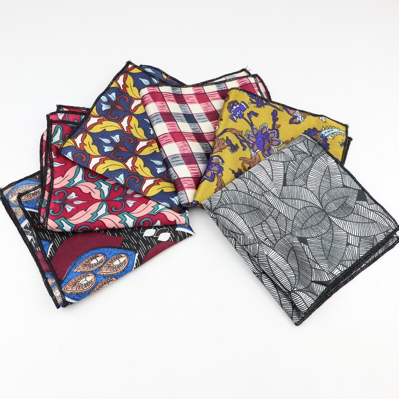 Chiffon Handkerchief Floral Polyester Hankies Men's Pocket Square Leaves Handkerchiefs Striped Geometric Scarves
