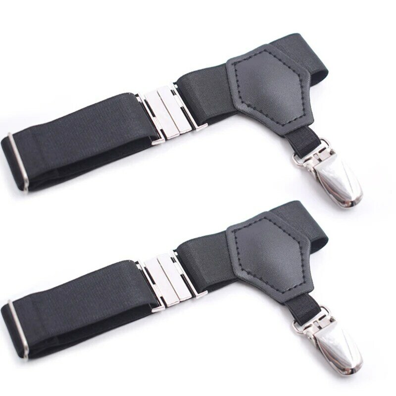 2 pezzi giarrettiere da uomo calze nere cintura regolabile elastico calzino bretelle bretelle supporti antiscivolo anatra bocca clip reggi