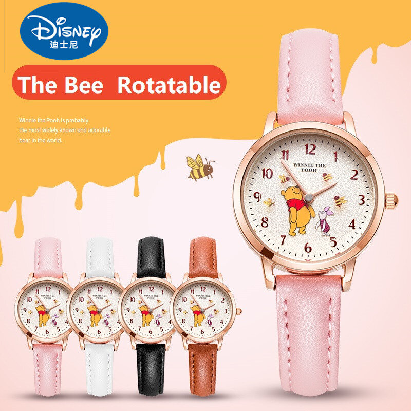 Disney Winnie Pooh-Reloj de pulsera de cuarzo con esfera giratoria para niños, cronógrafo de dibujos animados, resistente al agua
