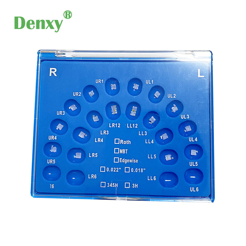Denxy-Bracelets orthodontiques en céramique avec base en maille, attelle dentaire, MBTt, Roth 022, crochets 345, 2 ensembles, série 3