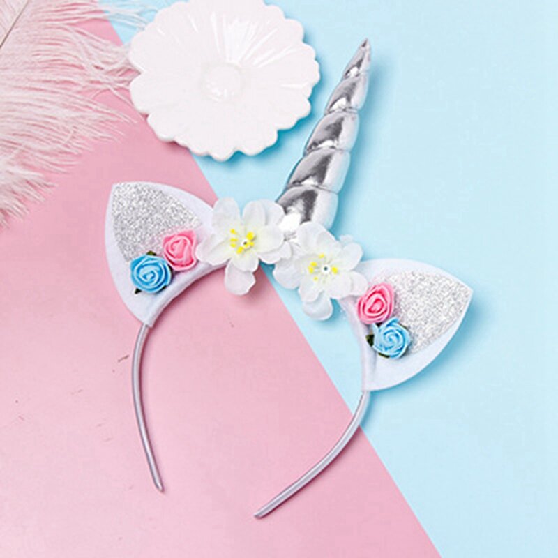 New Girls Cute Unicorn Flower Cat Ears Headbands Children Headwear Photo Props Party Hair Hoop Hairbands Kids Hair Accessories