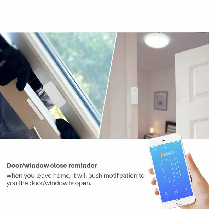 Tuya-Sensor inteligente WiFi para puerta y ventana, Detector con notificación por aplicación, alarma de seguridad para el hogar