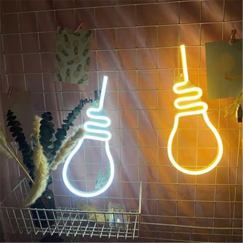 Lâmpada de néon forma sinal de néon parede pendurado relâmpago bateria/usb led luzes de néon para o quarto festa casa barra decoração presente noite lâmpada