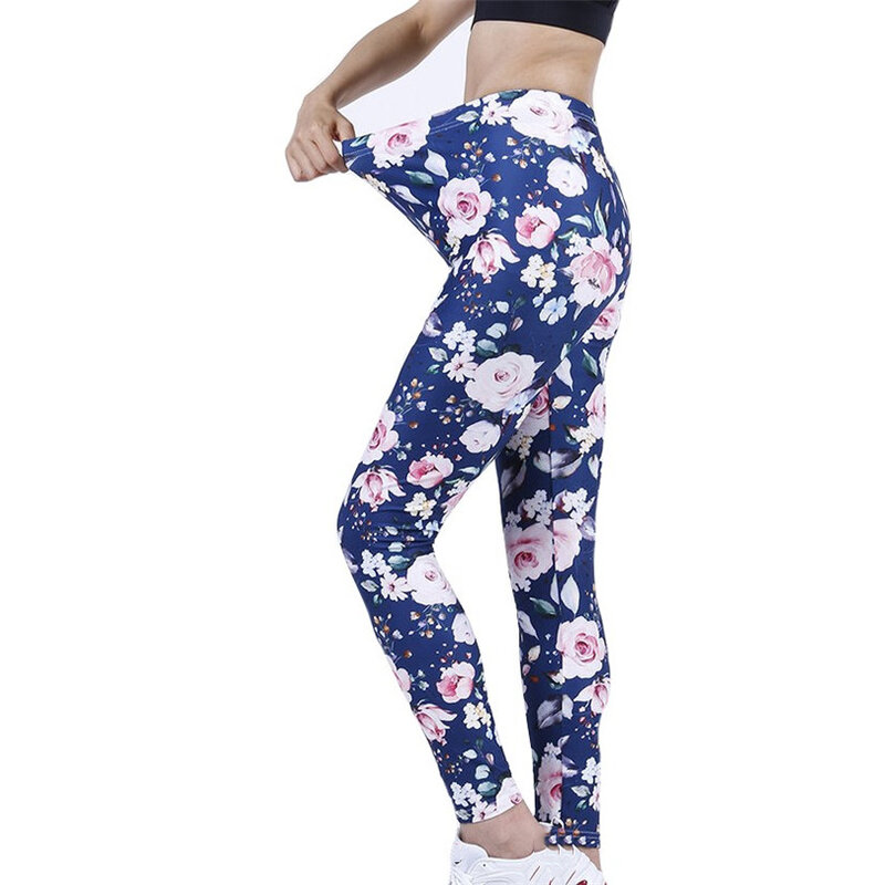 INDJXND-pantalones de Yoga elásticos para mujer, mallas deportivas de alta elasticidad para gimnasio, correr, pantalones elásticos con estampado, parte inferior informal, novedad