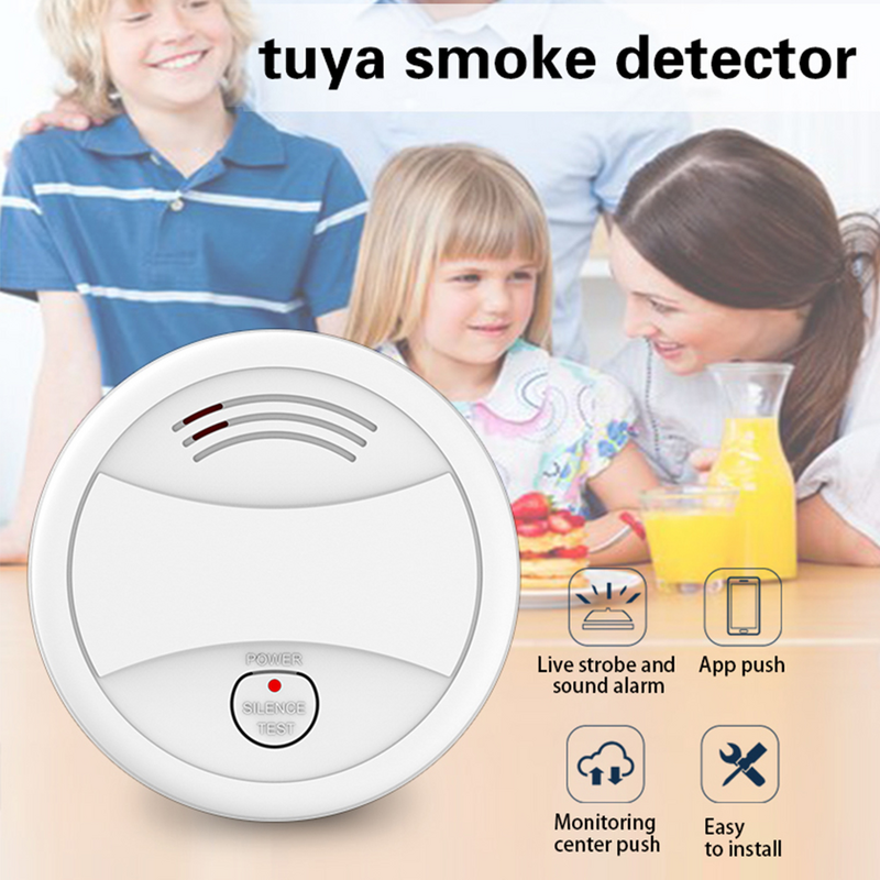 CPVAN detektor asap WiFi, 7 buah/lot detektor api Tuya/aplikasi hidup pintar kontrol sistem keamanan rumah pemadam kebakaran
