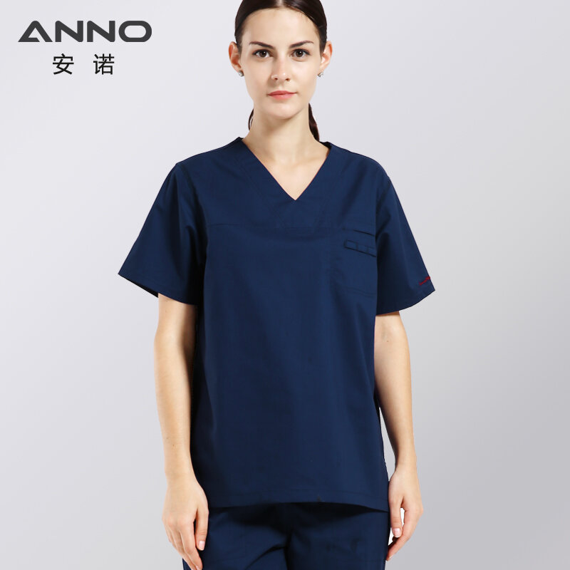 Унисекс хлопковая Униформа ANNO, эластичная одежда для медсестер, униформа для персонала больницы