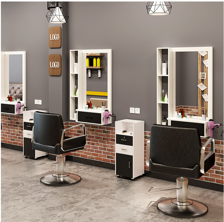 Hairdressing shop mirror hair salon mirror table cabinet table integrated wall-mounted mirror of barber shop hairdressing mirror