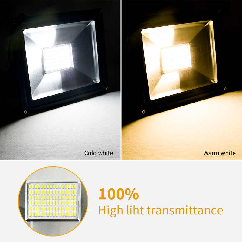 Reflector LED de 220V, 30W, 50W, 100W, luz de inundación impermeable IP65, foco de pared, iluminación exterior, blanco frío y cálido