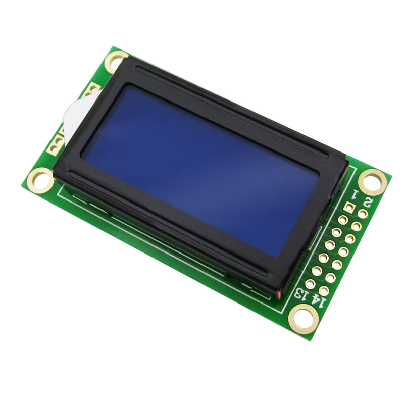 8x2 moduł LCD 0802 ekran wyświetlania znaków niebieski/żółty zielony