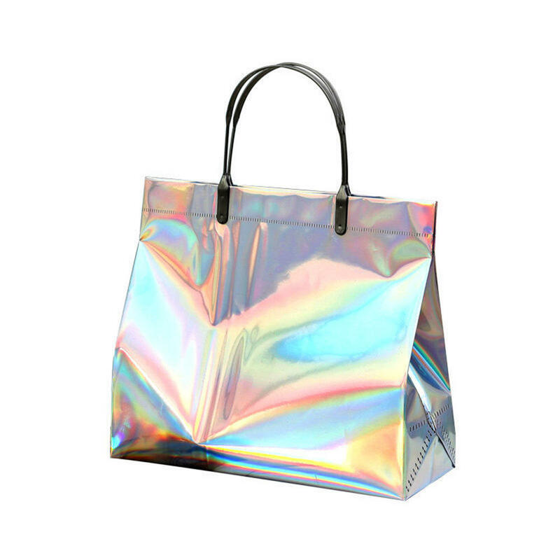 1pcs pvc laser tote saco grosso bolsa de presente à prova dwaterproof água saco de plástico saco de roupas saco de compras feminino meninas presentes nova moda