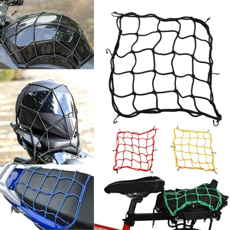 The New 40x40cm Motorcycle Reflective Elastic Helmet Rope Cord Luggage Cargo Bungee Net