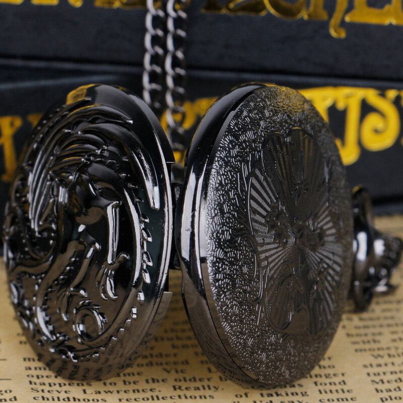 Reloj de bolsillo de cuarzo negro Steampunk para hombres y mujeres, colgante de collar, regalos CF1259, reloj DeBolso