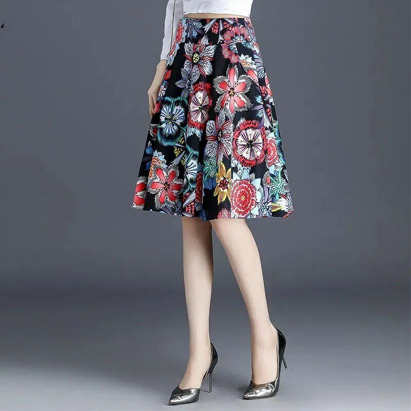 Jupe Femme Vintage Print High Waist Pleated Skirt Women Spring Autumn Korean Floral Harajuku Mini Skirts Faldas Mujer Moda 2023