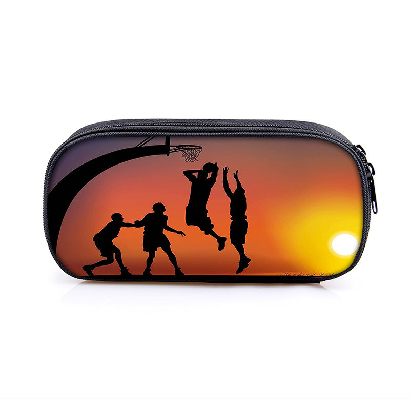Basketball Print Cosmetic Case Pencil Bags Boys Stationary Bags Kids Pencil Box Children School Supplies Case Bag Gift