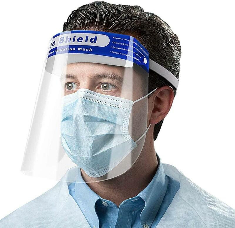 Protetor facial descartável de segurança, 10 fábricas, leve, transparente, proteção para os olhos, anti-respingos, viseira ajustável, protetor facial
