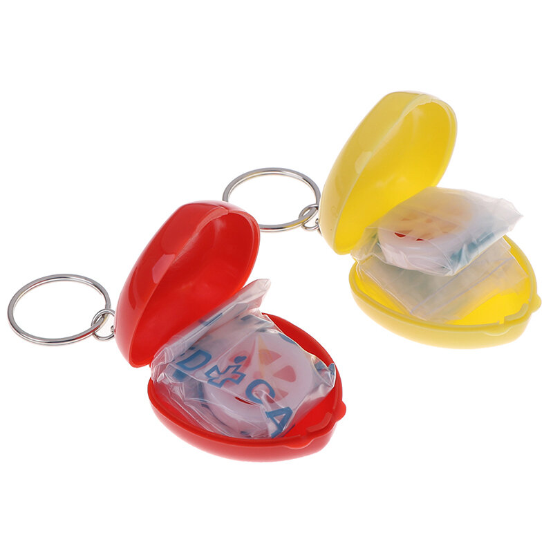 1pc maschere CPR portachiavi scudi di salvataggio bocca a bocca In Mini scatola a cuore maschera rossa Cpr Kit di pronto soccorso portatile
