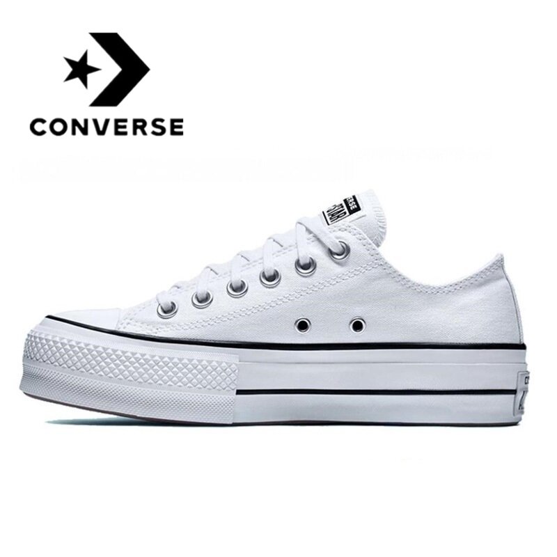 Converse Chuck Taylor All Starแพลตฟอร์มทำความสะอาดสูงส้นสูงสีดำรองเท้าผ้าใบรองเท้าผู้หญิงรองเท้าสบายๆแฟชั...