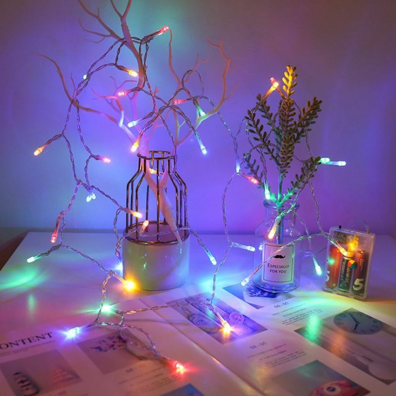 Luzes LED Fairy String para Home Decor, lâmpada impermeável, a pilhas, ao ar livre, Natal, festa de aniversário, 7 cores