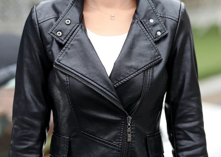 女性用レザースプリングジャケット,2023年秋の大型スリムコート,女性用ロングトレンチコート,5xl