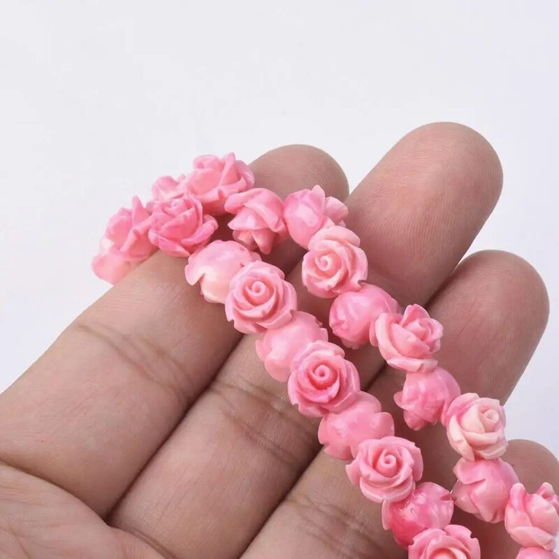 Flor-forma contas de coral artificiais para fazer jóias, 6mm, 8mm, 10mm, cor gradiente, pó, solto, diy, artesanato, 10pcs
