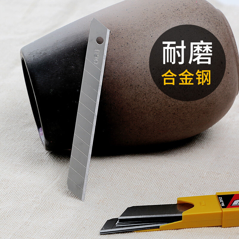 Deli 2022 10 unids/pack 9MM cuchillas de cuchillo de uso general papel de acero de aleación de bajo carbono papelería de oficina corte de papel de arte DropShipping