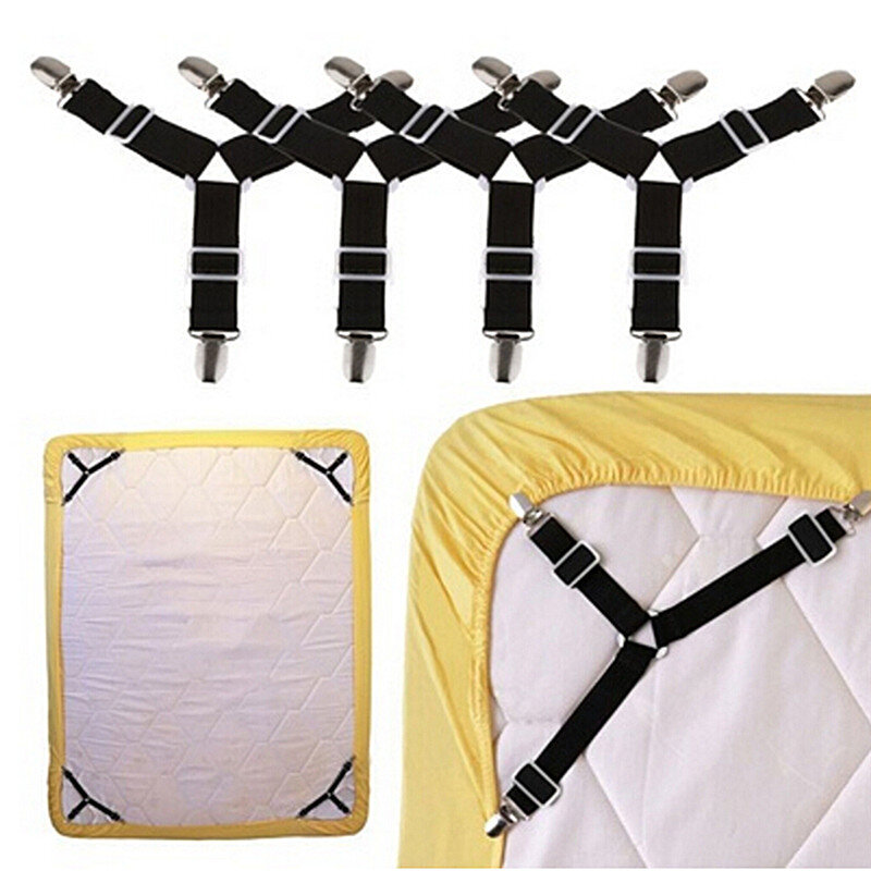 2/4 pçs branco/preto folha de cama capa de colchão cobertores prendedores clipe titular fixadores conjunto elástico