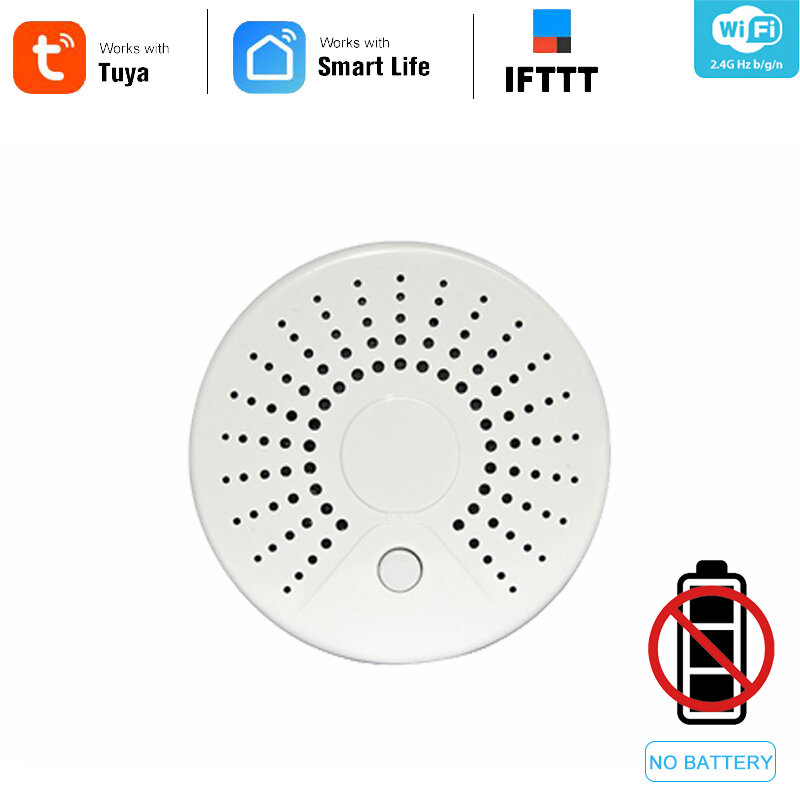 Tuya WiFi Smoke Fire ป้องกันเครื่องตรวจจับควันไฟ Alarm Home Security ระบบนักดับเพลิง IFTTT Smart Life