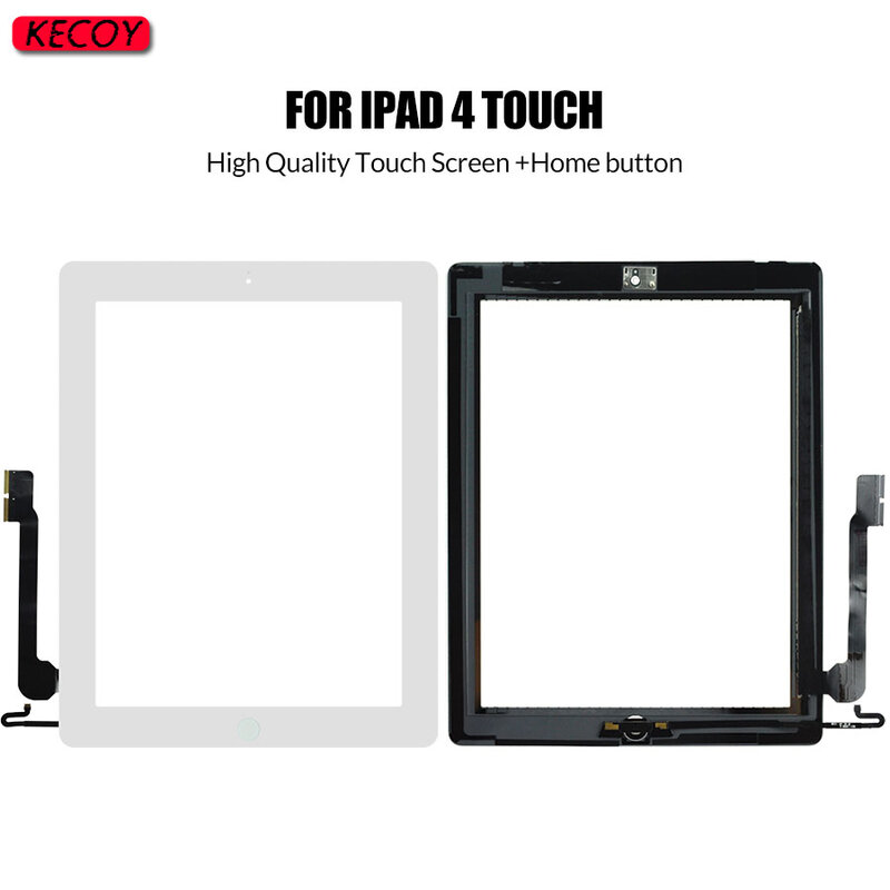 1 pçs tela sensível ao toque para ipad 4 a1458 a1459 a1460 frente tela de toque digitador vidro painéis substituição assembléia com botão + ferramentas