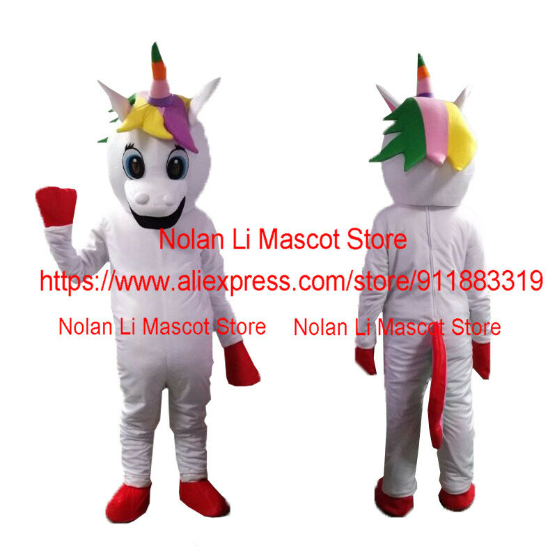 Costume de mascotte de Nairobi Orn, dessin animé, rose, blanc, arc-en-ciel, défilé magique, promotion de scène, cadeau de fête d'anniversaire, offre spéciale, 1044