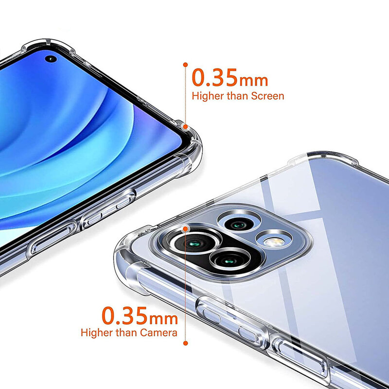 3D Airbag Stoßfest Silikon Telefon Fall Für Xiaomi Mi 11 Lite 11i 11X 11T Pro Ultra Dünne, Weiche Zurück abdeckung Kamera Schützen Shell