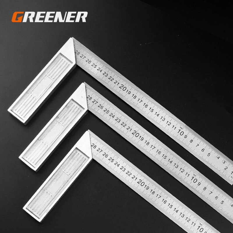 GREENER 스테인레스 스틸 L자형 눈금자, 90 도 각도 눈금자, 측정 도구, 금속 스트레이트, 목공 도구