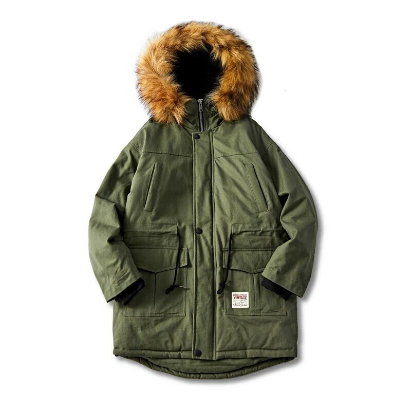 2020 New Winter Casual Long Style Hooded Cotton Padded Jackets Men Thick Hat Windproof Fashion Men Parka Pockets Coats