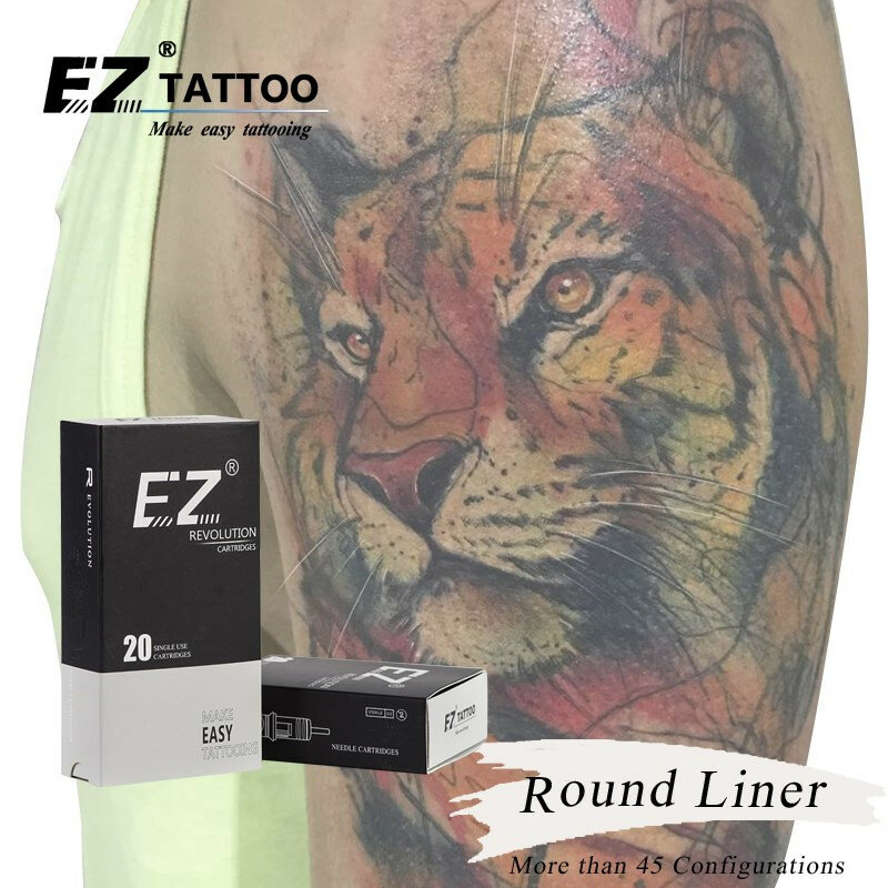 Agulhas de tatuagem EZ Revolução Cartucho, forro redondo para maquiagem permanente, sobrancelhas, delineador, Micro, #06, 0,20mm, 20 pcs/lote