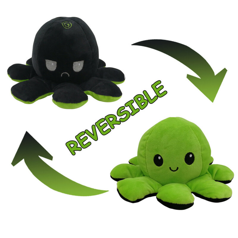 Octopus Doll Double-Sided Flip Kids Baby Plush Toys Soft Reversible Creative Cute Octopus Toy Ocean Finger Doll Birthday Gift #