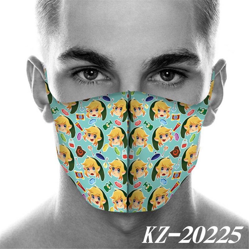 Full Printed Cartoon The Legend of Zelda Mouth Mask Breathable Face Mask Reusable Anti Pollution Wind Proof Mouth Cover