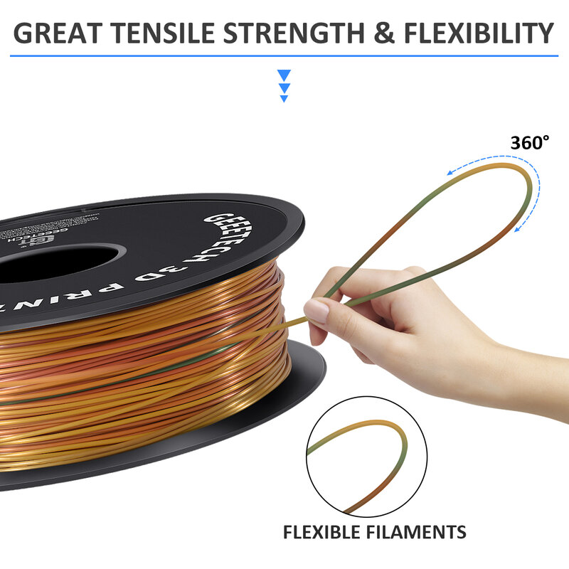 GEEETECH 3d Silk PLA Filament 1kg1.75mm Spool สำหรับ3D เครื่องพิมพ์วัสดุ,ความปลอดภัย,สูญญากาศ,สีพิเศษ,Bubble ฟรี