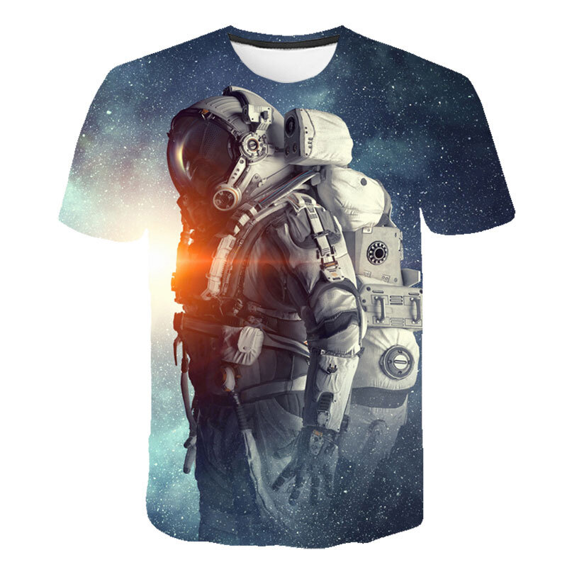Camisetas con estampado 3D de astronauta para niños y niñas, camisetas de dibujos animados, camisetas de verano para niños, camisetas informales para niños pequeños