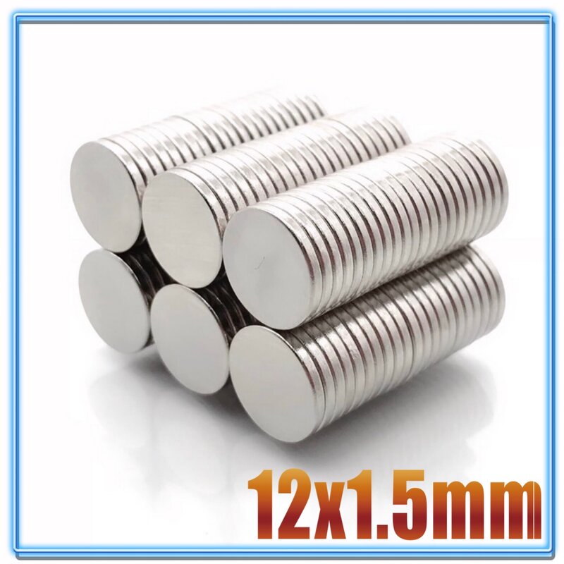 10 ~ 500Pcs N35 Magnet Round 12X1 12X1.5 12X2 12X3 12X4 12X5 12X6 Neodymium Magnet Permanen NdFeB Super Kuat Magnet Yang Kuat