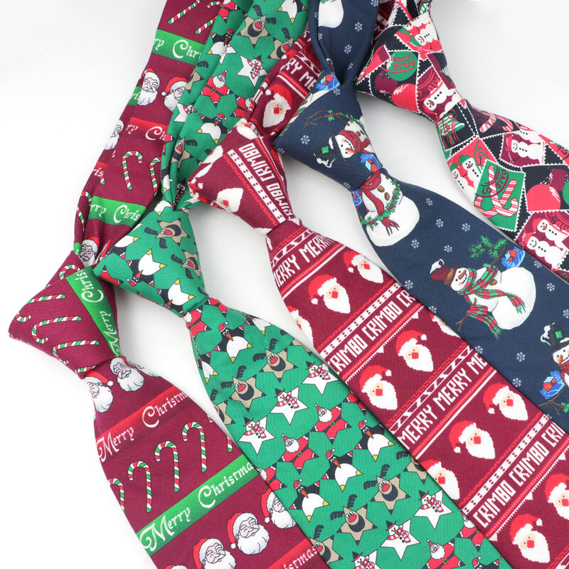 Novo 8cm algodão natal gravata casual papai noel boneco de neve árvore elk floco de neve festival presente para festa de jantar gravatas gravata