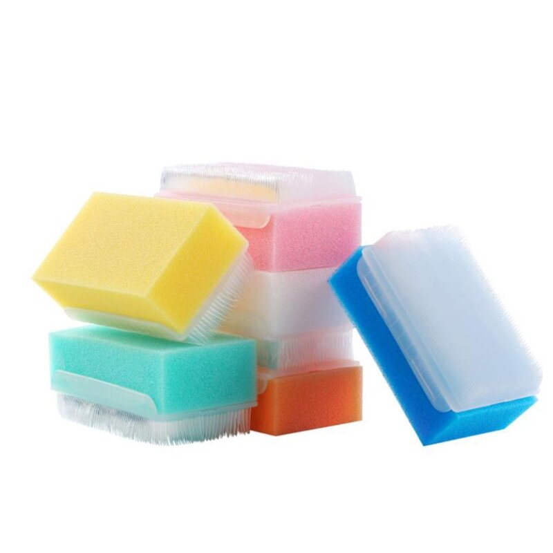 Escova infantil de esponja q1qd para banho, 6 peças, para bebês e adultos, escova de limpeza