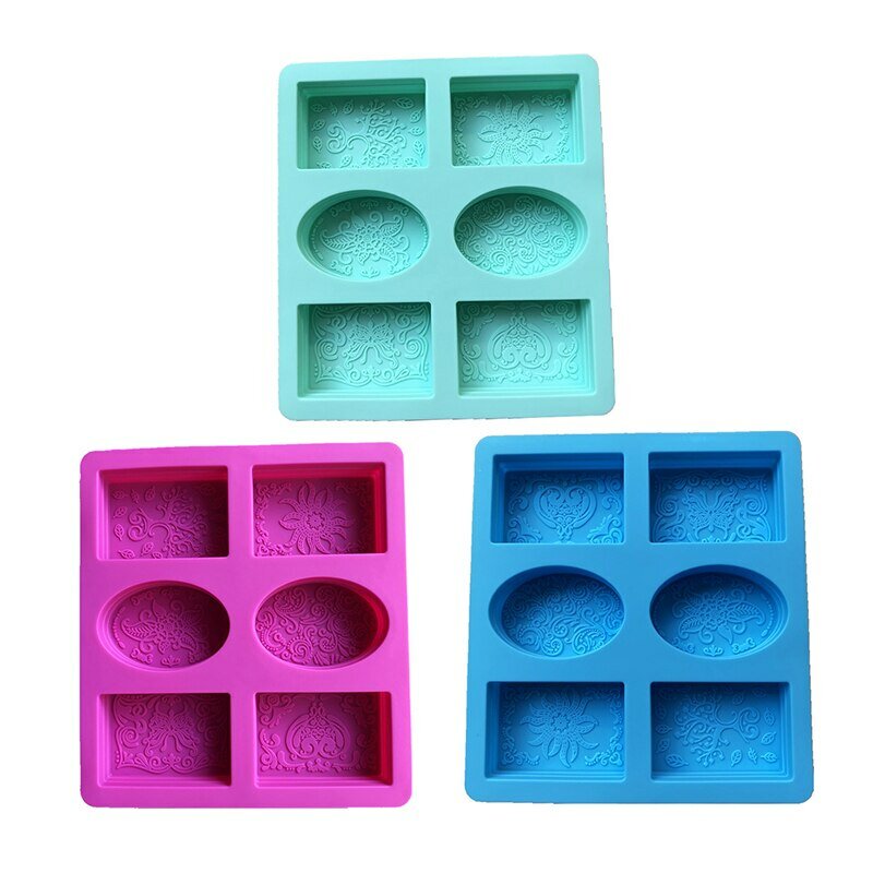 6 Cavity Rectangle Oval Silicone Soap Mold Handmade Soap Making Craft for Home Bathroom Soap Forms new