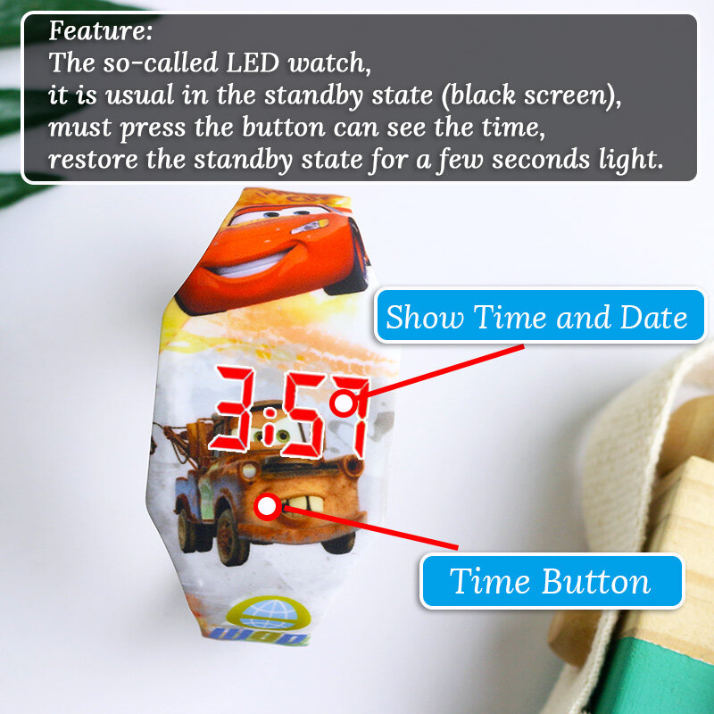 Toy Story-Reloj luminoso para niños y niñas, accesorio de pulsera Infantil con diseño de unicornio y coche, dibujos animados