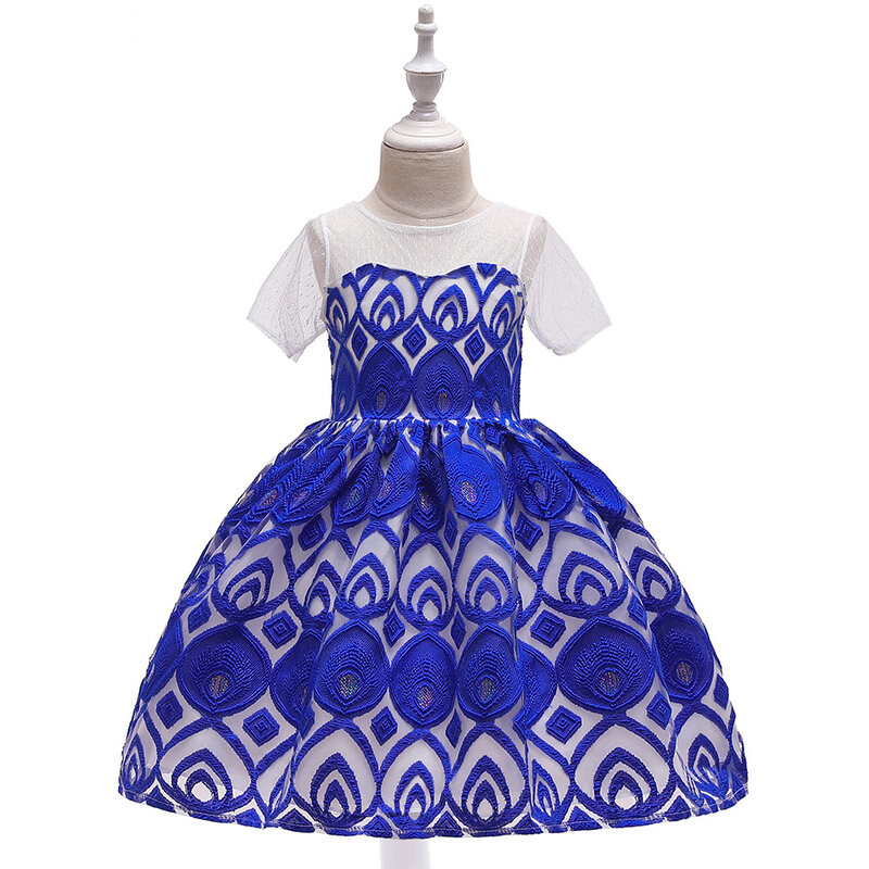 Детское платье с сетчатой вышивкой в виде листьев, хлопковое свадебное платье принцессы для девочек, новинка 2021