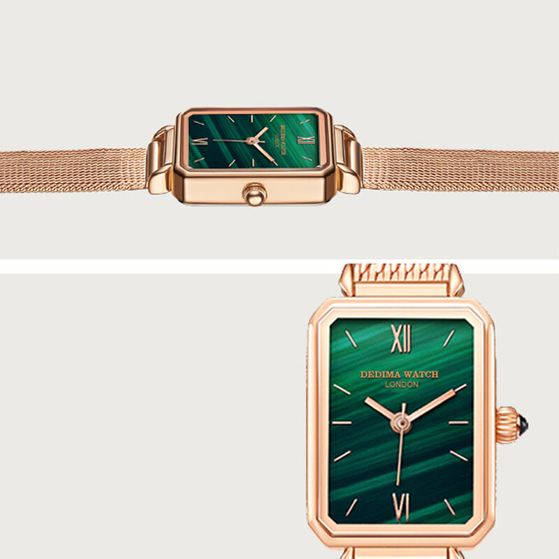 Reloj cuadrado de cuarzo para Mujer, cronógrafo sencillo de lujo, esfera verde, regalo, 2021