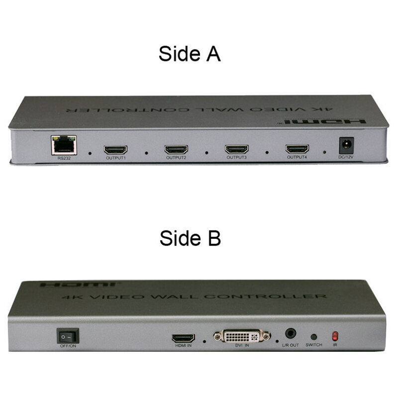 Kontroler ściany wideo 4K 2x2 1 wejście HDMI/DVI 4 wyjście HDMI procesor telewizyjny 4K obrazy szwy sterownik wyświetlaczy naściennych