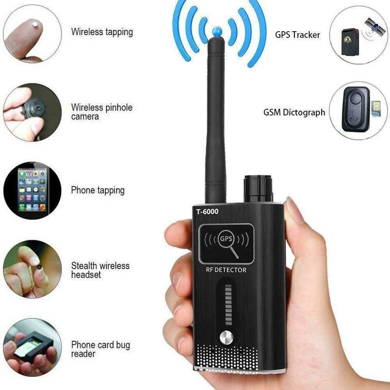 Proker gsm detector T-6000 detector de sinal para rastreadores de carro bugs para o telefone móvel disfarçado software cor preta